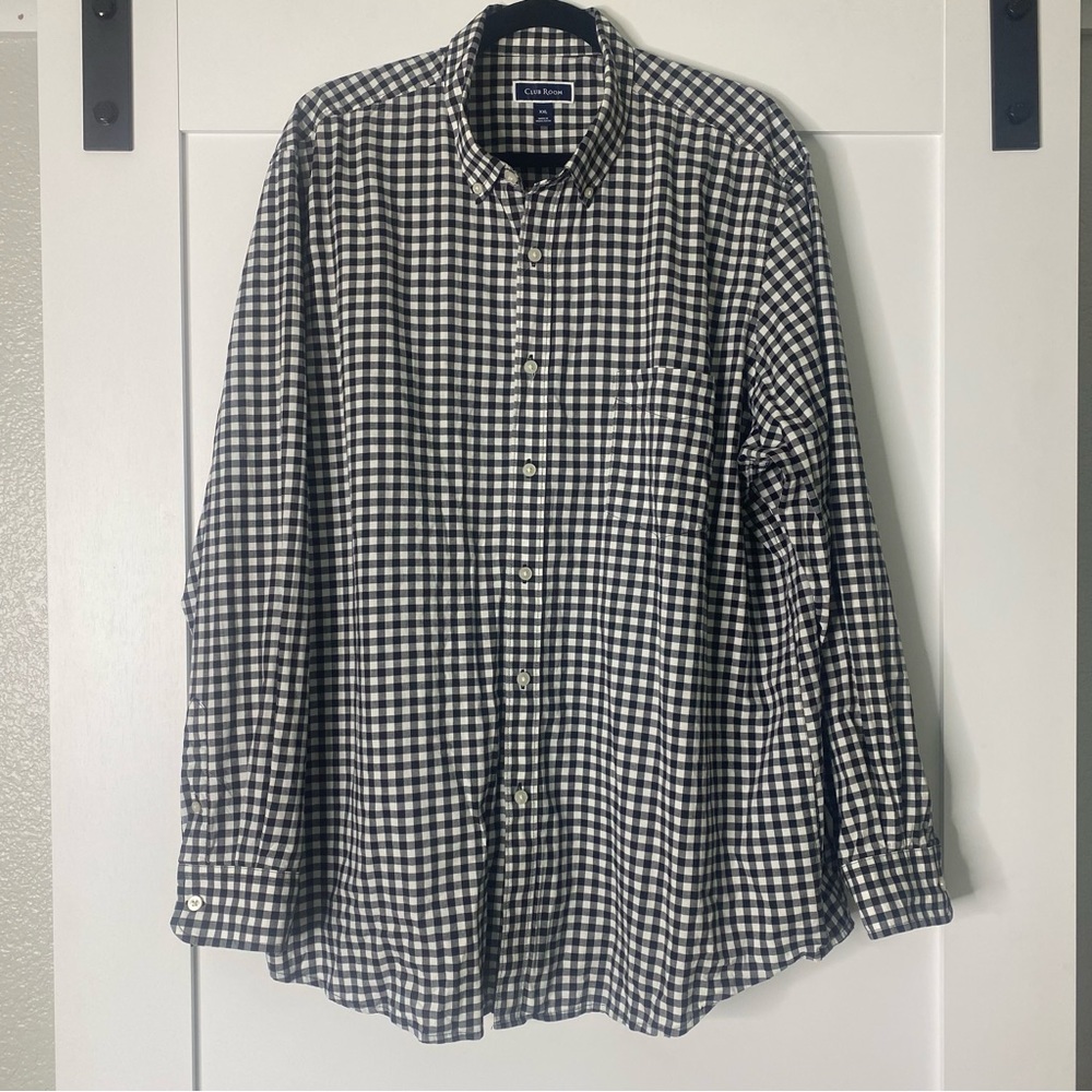 Club Room black white checkered long sleeve dress shirt